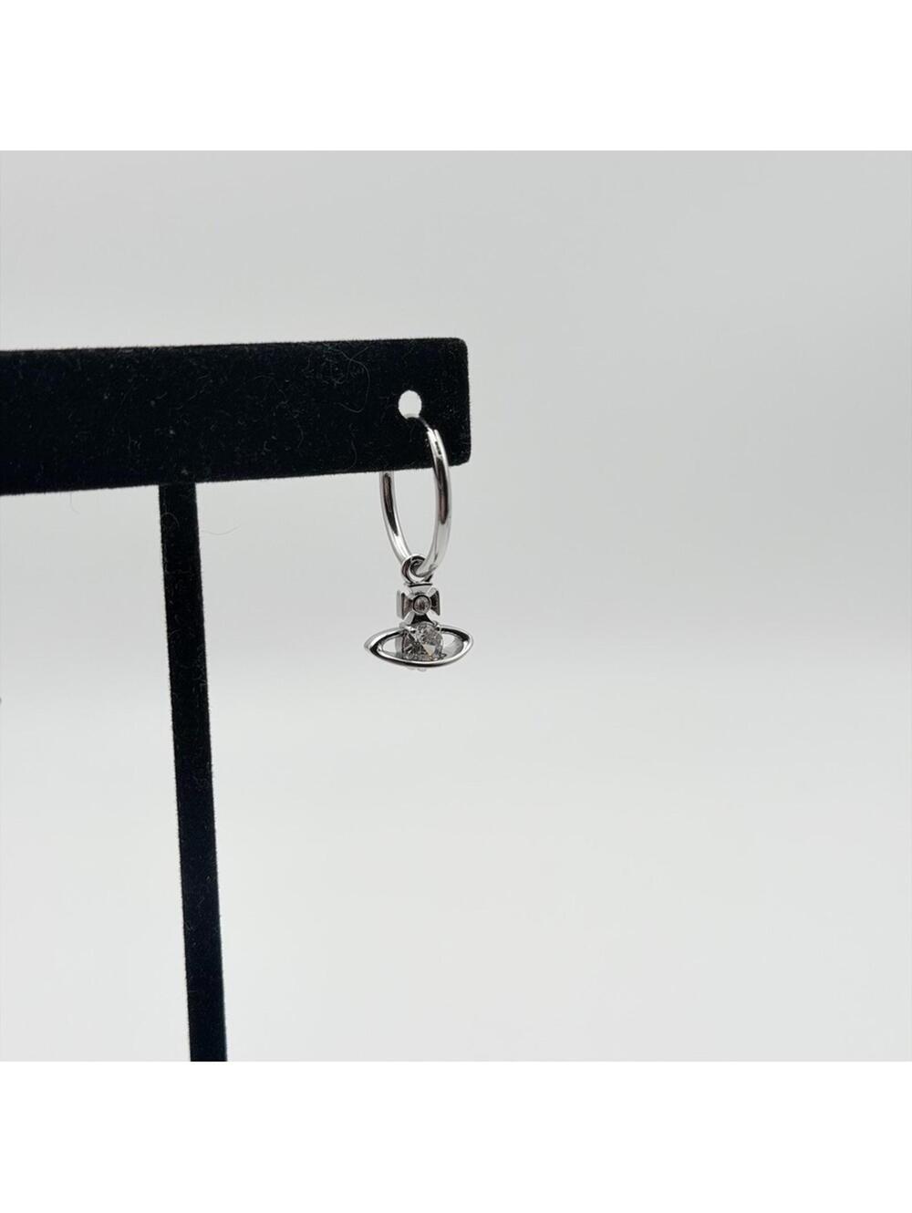 Vivienne Westwood Nina Spark Crystal Saturn Hoop Earring Slr - Picture 3 of 5